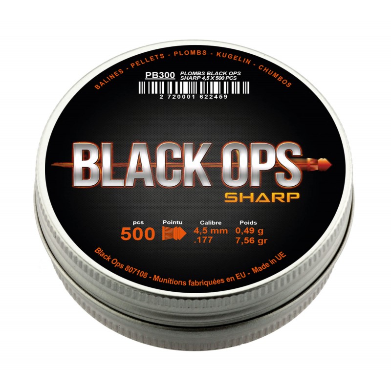 Boîte de 500 plombs Black Ops Sharp pointus - calibre 4.5mm