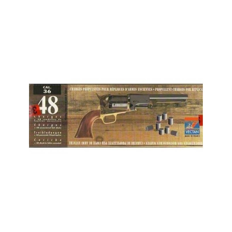 Pack Poudre Noire CALIBRE 36 (48 charges + 48 bourres feutres)