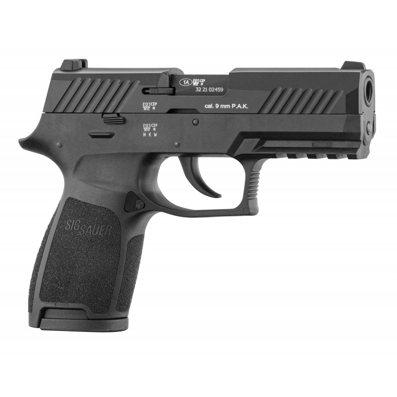 Pistolet à Blanc Avec Vrai Balle Pistolet à blanc Sig Sauer P320 Noir + Malette + 50 balles 9mm Maxxtech