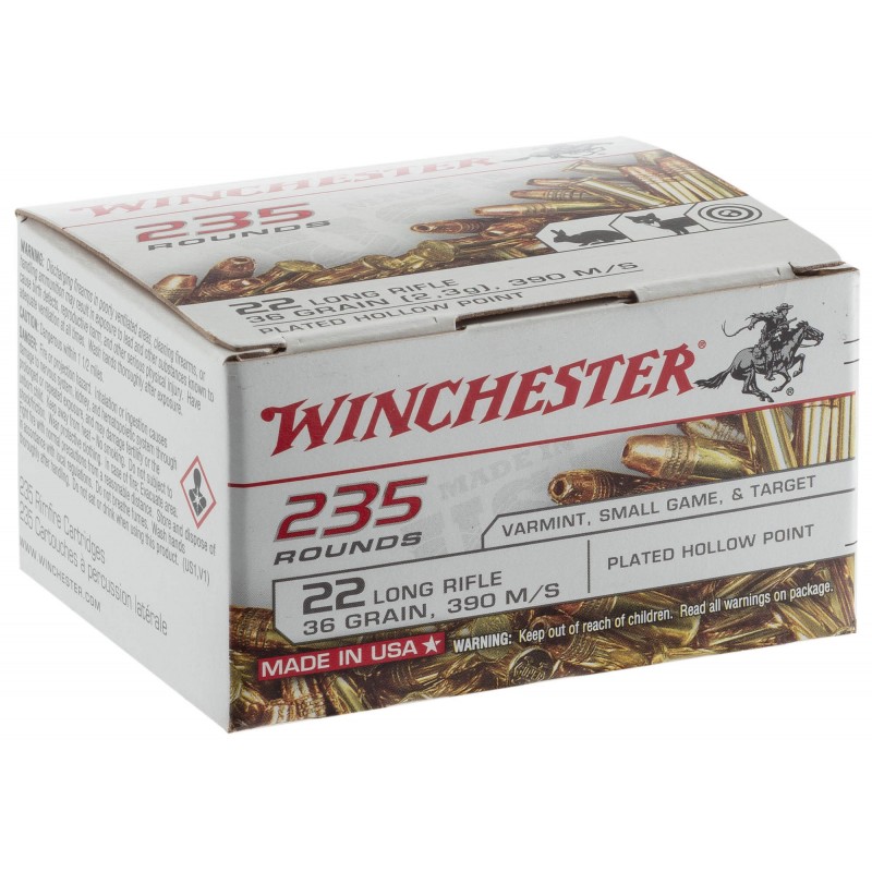 winchester 22l - ogive hollow point - 36 grains - vitesse 390 m/s