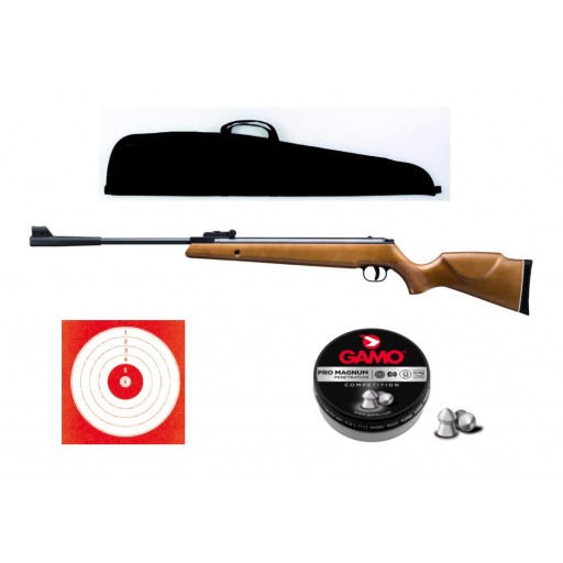 carabine gr1250w bois calibre 4.5 + 250 plombs pro magnum + fourreau de 123cm + 10 cibles