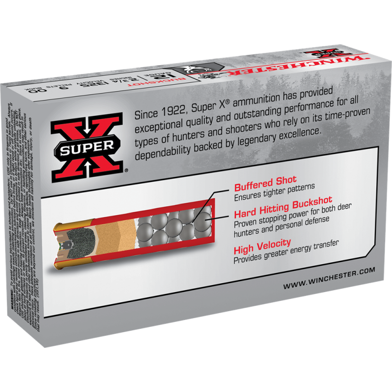 5 cartouches Winchester Super-X Buckshot 9...