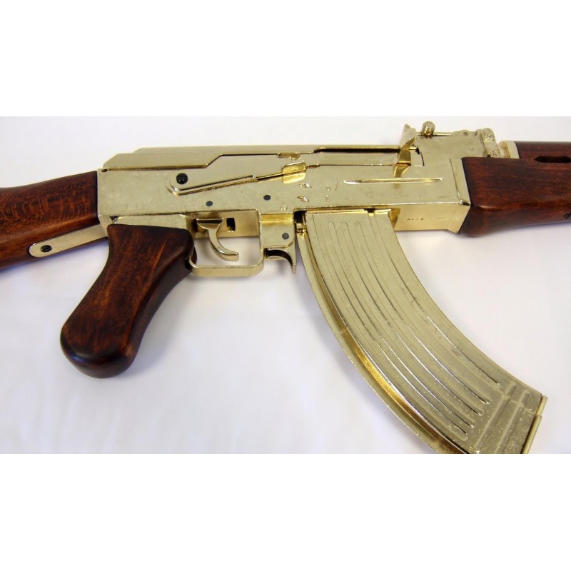 Réplique décorative fusil d'assaut AK-47 doré -...