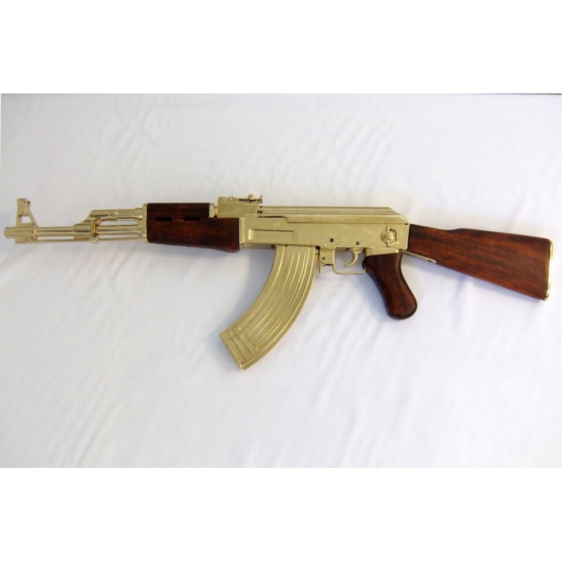 Réplique décorative fusil d'assaut AK-47 doré -...