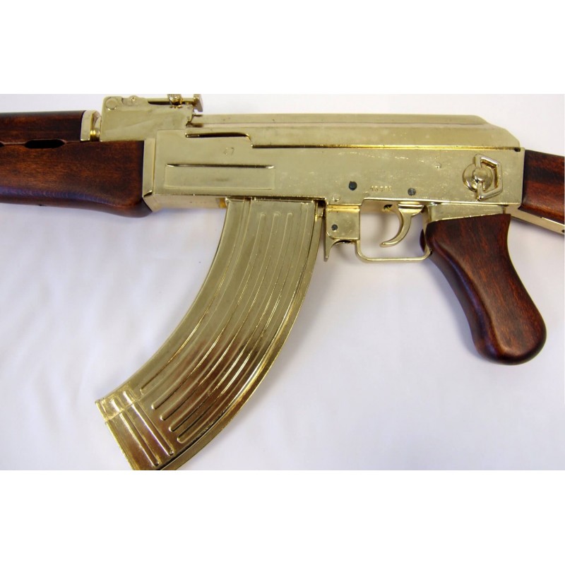 Réplique décorative fusil d'assaut AK-47 doré -...