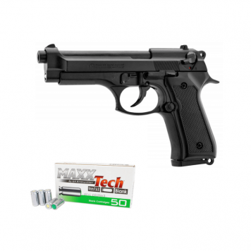 Pack Pistolet à blanc Kimar type Beretta 92 FS Noir - 9MM...