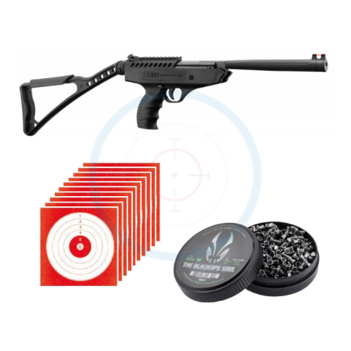 pistolet à air break barrel black ops pro sniper 13.7J + 10 cibles + 500 plombs plats 4.5