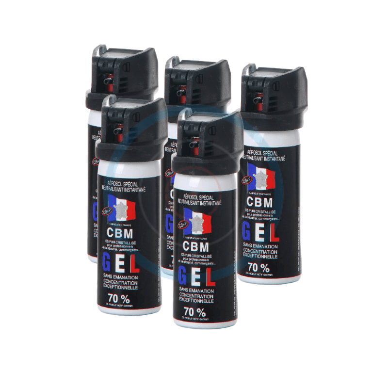 Lot 5 Bombes lacrymogènes gel CS 50mL CBM