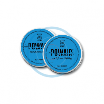 Lot de 2 boîtes de 250 plombs plats POWAIR - calibre 5.5mm