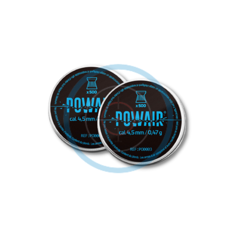 Lot de 2 boîtes de 500 plombs plats POWAIR - calibre 4.5mm