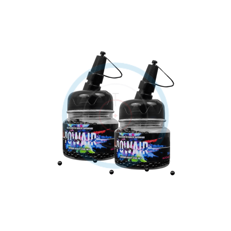 Lot de 2 pots de 1500 billes acier noires POWAIR cal 4.5