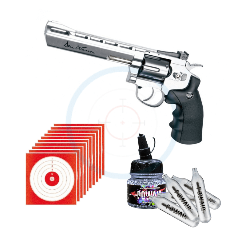 Pack Revolver ASG Dan Wesson 6" Chrome - calibre 4.5mm BBs
