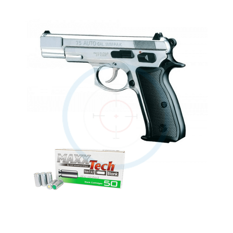 Pack Pistolet à blanc Kimar 75 Chrome - calibre 9mm PAK