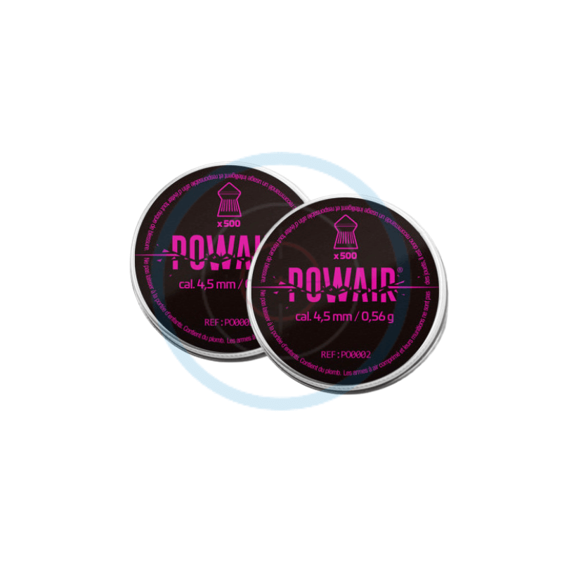 Lot de 2 boîtes de 500 plombs pointus POWAIR - calibre 4.5mm