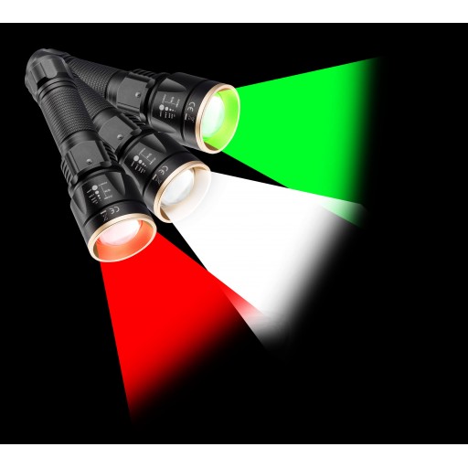 Lampe Tactique rechargeable Num'Axes 3 Led Blanche-Rouge-Verte