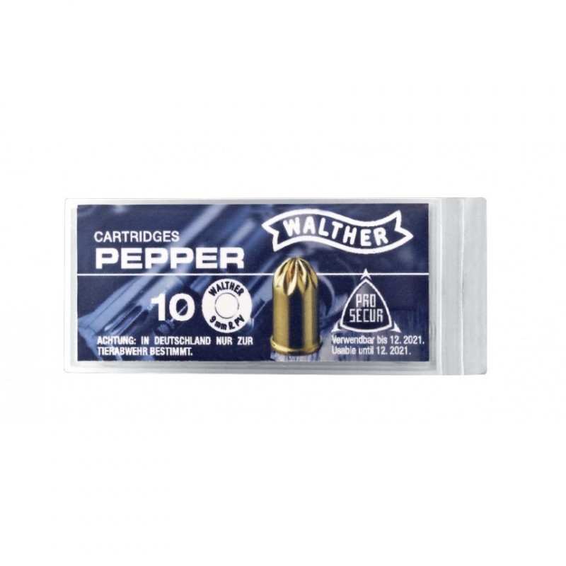 Boîte de 10 cartouches gaz poivre Walther - calibre 9mm RK