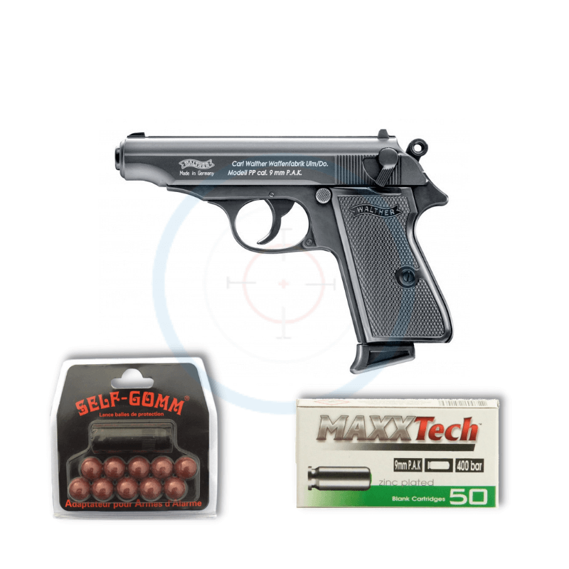 Pack Pistolet à blanc Walther PP Bronze - calibre 9mm PAK