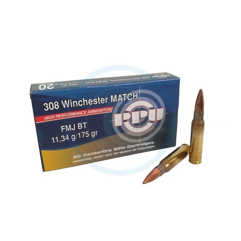 Boîte de 20 cartouches Partizan Match FMJ BT - calibre 308 Winchester