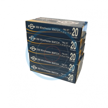 Lot de 5 Boîtes de 20 cartouches Partizan Match FMJ BT -...