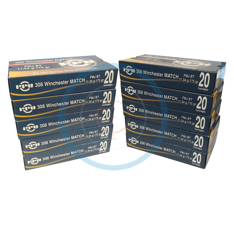 Lot de 10 Boîtes de 20 cartouches Partizan Match FMJ BT - calibre 308 Winchester