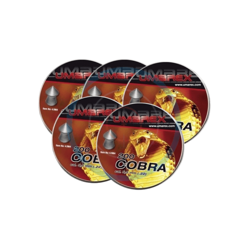 Lot de 5 boîtes de 200 plombs pointus Umarex Cobra - calibre 5.5mm