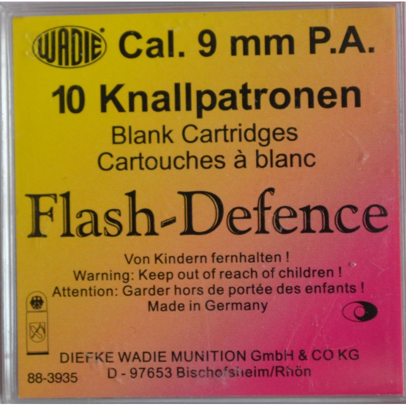 10 cartouches Wadie Flash Defence - calibre 9mm PAK