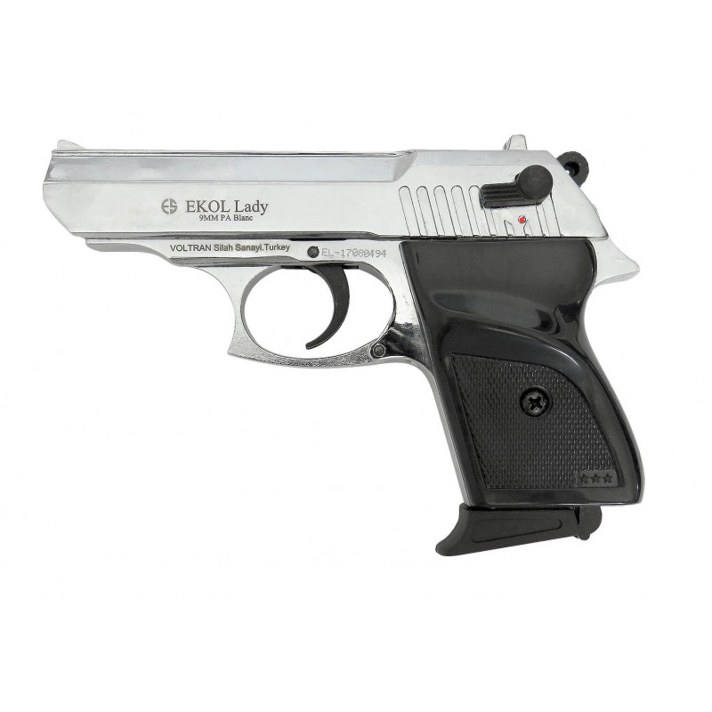 Pack Pistolet Ekol Lady Chromé - calibre 9mm PAK