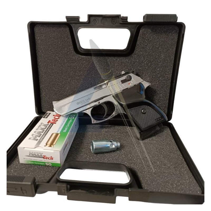 Pack Pistolet Ekol Lady Chromé - calibre 9mm PAK