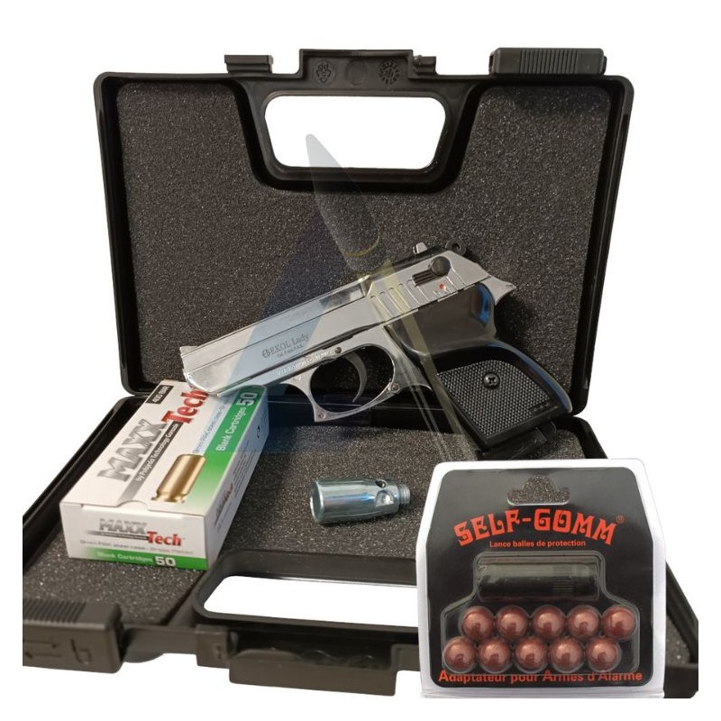 Pack Tir Pistolet Ekol Lady Chromé - calibre 9mm PAK