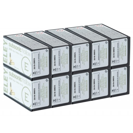 500 Cartouches Eley Subsonic Hollow Point - calibre 22 LR