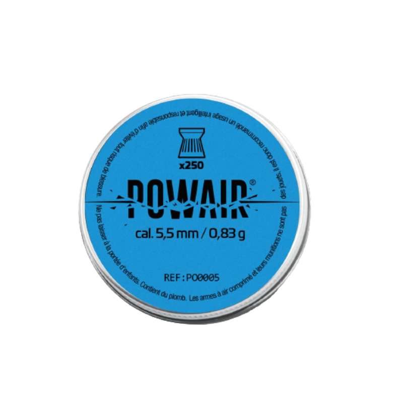 Boîte de 250 plombs plats POWAIR - Calibre 5.5 mm