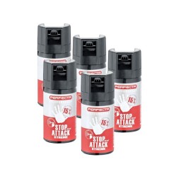 Lot de 5 Bombes lacrymogène gaz poivre 40mL - Perfecta