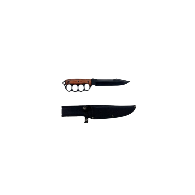 Couteau en bois avec garde main Lame noire
