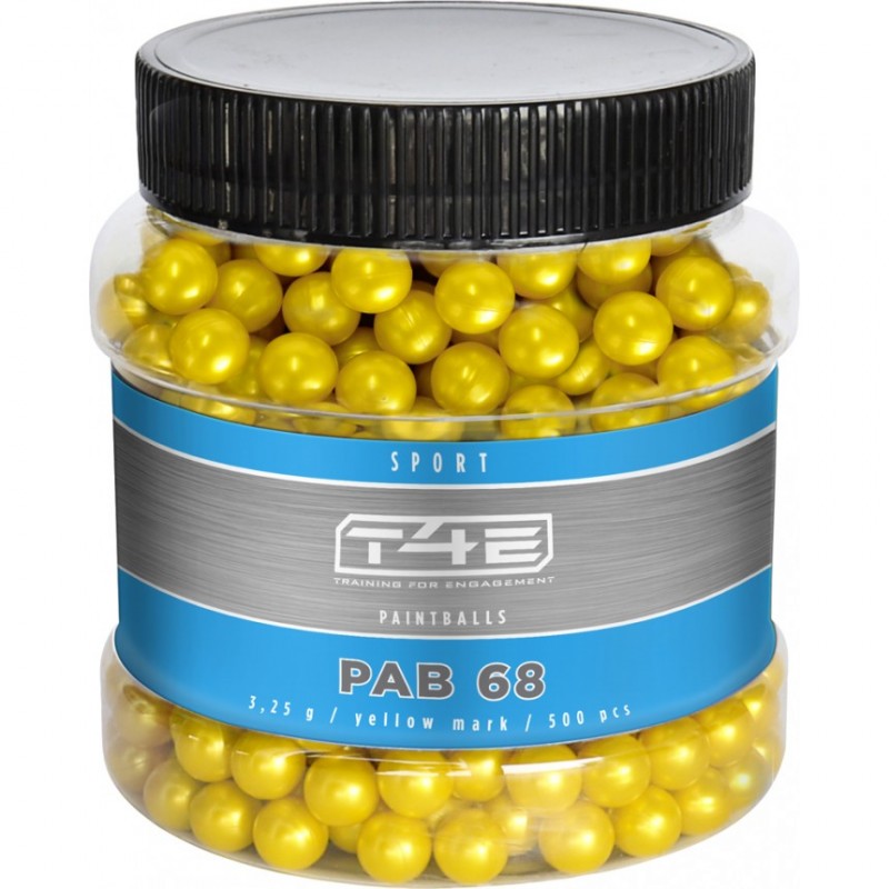 Pot de 500 billes paintball jaune Umarex T4E - calibre 68