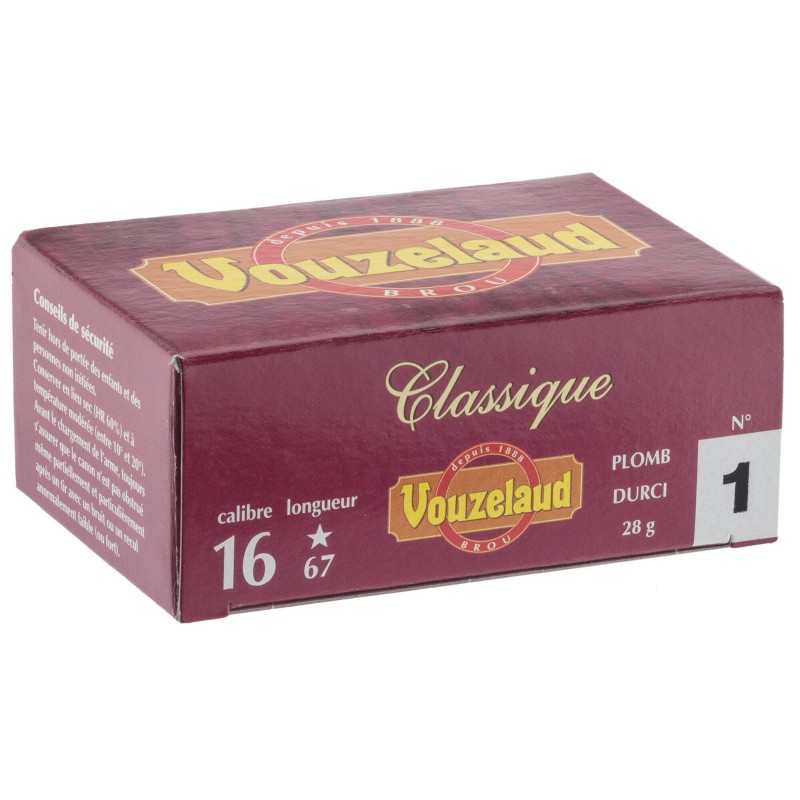 Boîte de 10 cartouches Vouzelaud Classique Grand Culot - Calibre 16/67