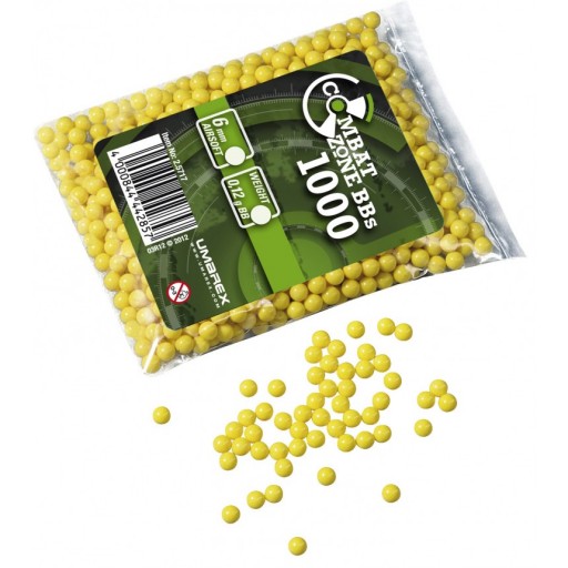 Sachet de 1000 billes Combat Zone Jaunes 0,12g - calibre...