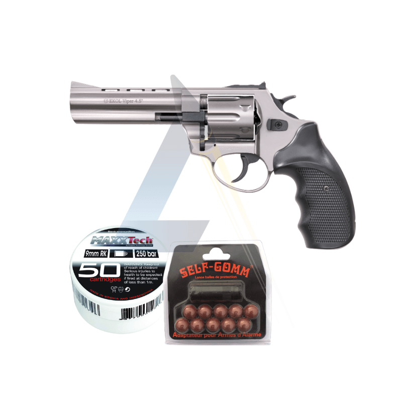 Pack Défense Revolver à blanc Ekol Viper 4.5" Fumé - calibre 9mm RK