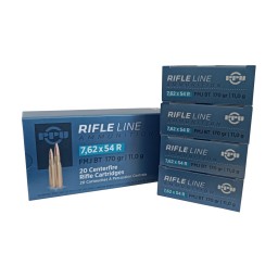 Lot de 5 Boîtes de 20 cartouches Partizan 7.62X54R 170 grains FMJ BT