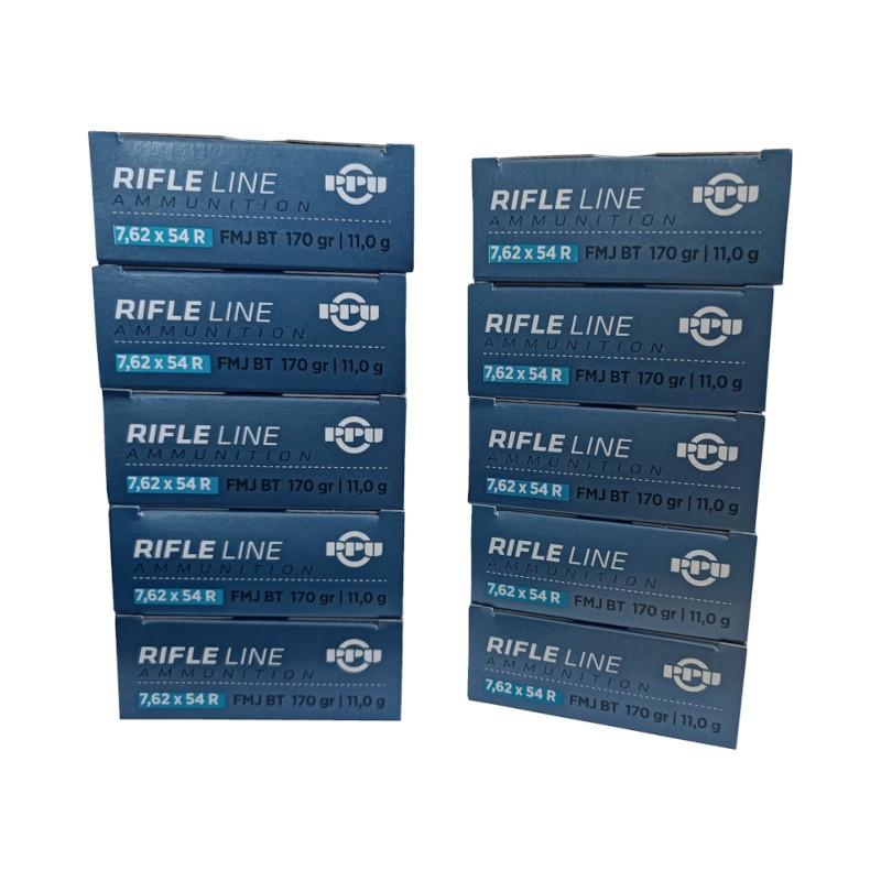 Lot de 10 Boîtes de 20 cartouches Partizan 7.62X54R 170 grains FMJ BT