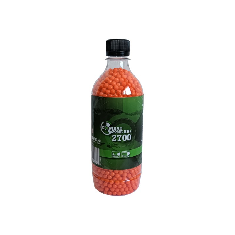 Bouteille de 2700 billes oranges Combat Zone 0,12g - calibre 6mm BBs