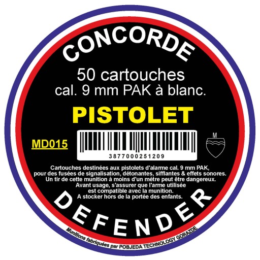 Boîte de 50 cartouches à blanc Concorde - calibre 9 mm PAK