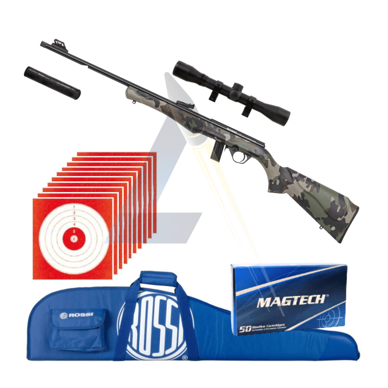 Pack complet Carabine à verrou Rossi 8122 Camo - calibre 22 LR