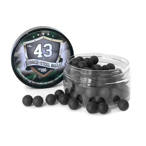 Boîte de 100 billes caoutchouc/métal - calibre 43