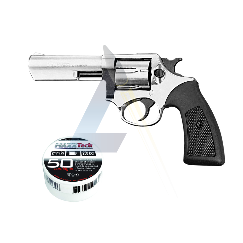 Pack Revolver à blanc Kimar Power Nickelé - calibre 9mm RK