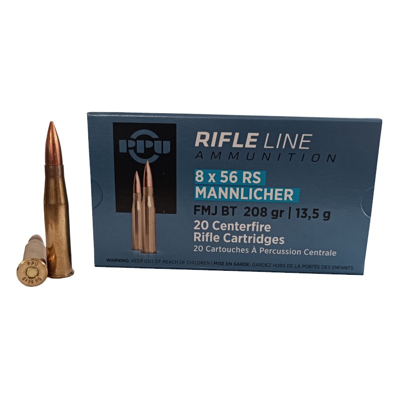 Cartouches Partizan calibre 8x56 RS Mannlicher - 208gr FMJ BT
