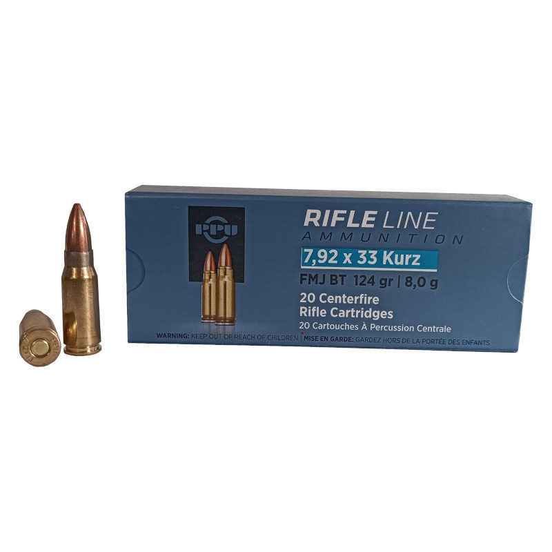 Cartouches Partizan calibre 7,92x33 Kurz - 124gr FMJ BT
