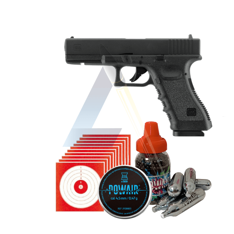 Pack Pistolet Glock 17 Gen3 - calibre 4.5mm plomb et BBs