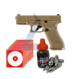 Pack Pistolet Glock 19X Coyote Blowback - calibre 4,5mm BBs