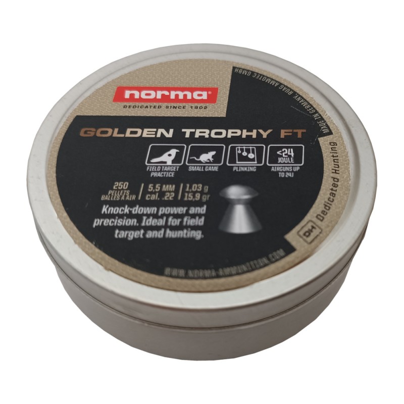 Boîte de 250 plombs Norma Golden Trophy FT - calibre 5,5mm