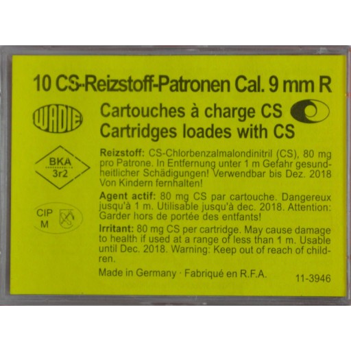 Boîte de 10 cartouches Gaz CS - Calibre 9 mm RK